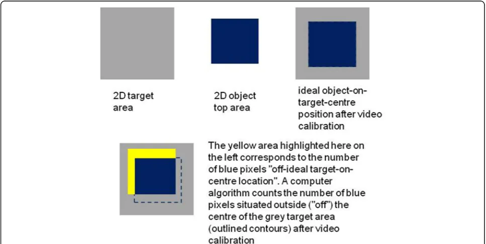 Fig. 3 Schematic illustration showing how the computer counts number of pixels “off” target centre in the video-images
