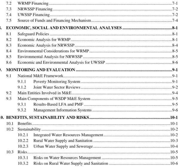 Table ES1:  Water Supply Coverage Projections vs. Programme Cost ......................................................xiv  Table 2.1:  Projections for Access to Safe Water Supply (millions) ...........................................................2-2 