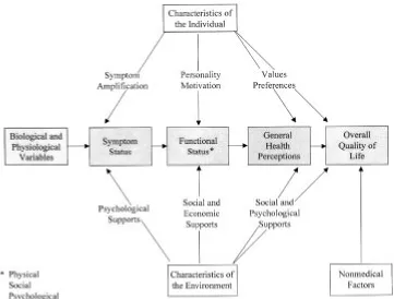 Fig 1. Relationships among measures of patient outcomes in a health-related quality-of-life conceptual model (adapted from Wilson andCleary41).