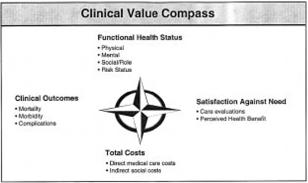 Fig 1. The Clinical Value Compass illustrates the flow of the care delivery process and its results.
