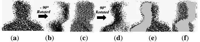 Figure 6. Gait point cloud alignment and mixed gait modeling in a cycle: (a) 0° gait view; and (b) 90° gait view