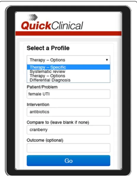 Figure 2 A screen capture of the Quick Clinical query screenfrom the smartphone app version