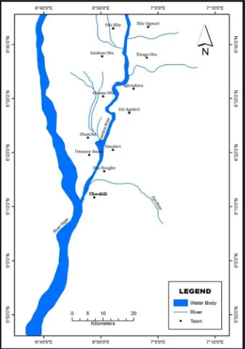 Figure 1. Map of Anambra River Showing the Sampling Stations. 