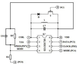 Figure 2 .   MLX90109  transceiver  with  external  components. 