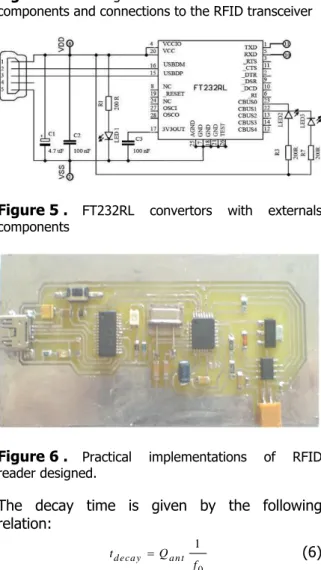 Figure 4 .   Atmega8l  microcontroller  external  components and connections to the RFID transceiver 