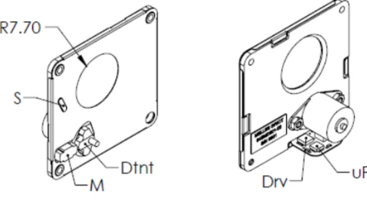 Figure 8 show front and back views of the SMD001 shutter. 