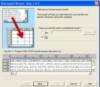 Figure 5.8: Text Import Wizard - Step 1 of 6.