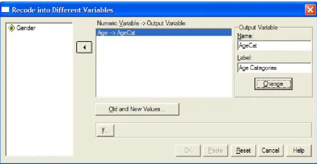 Figure 5.16: Recode into Different Variables Dialog Box.