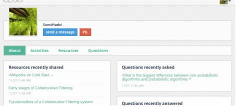 Fig. 1. User interface on tablet: a user profile page.