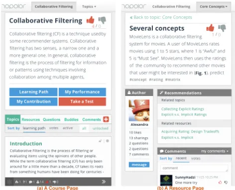 Fig. 1 shows a learner’s profile page presenting her model. In the ‘about’ tab there 