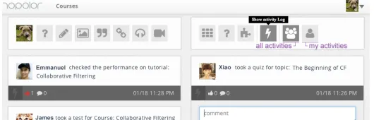 Fig. 8. List of activity logs on the Topolor home page 