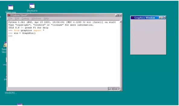 Figure 5.1: Screen shot with a Python window and a GraphWin.