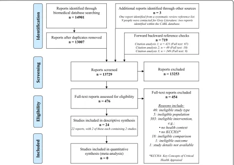 Fig. 1 PRISMA flow chart of reports through the review searching and inclusion process