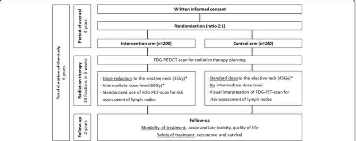 Fig. 1 Flow chart giving an overview of the study design. *the reported dose is the equivalent dose in 2 Gy fractions (EQD2)