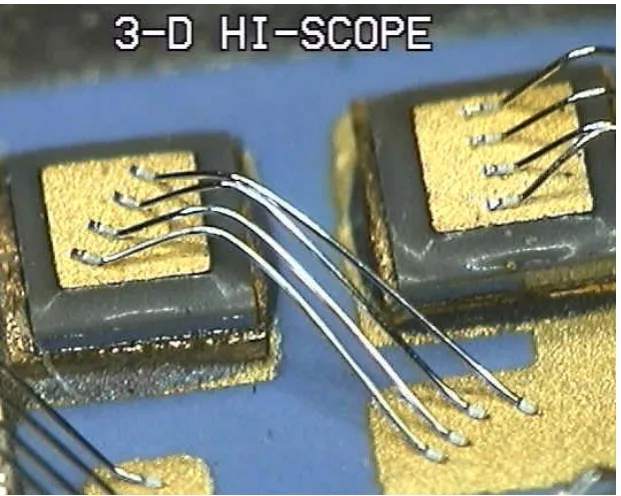 Figure 1.14. Demonstration of wire bonding. (Image courtesy from www.caltexsci.com) 