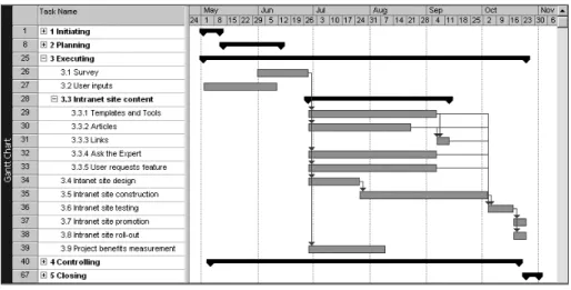 Figure 3-3. JWD Consulting Intranet Site Project Baseline Gantt Chart