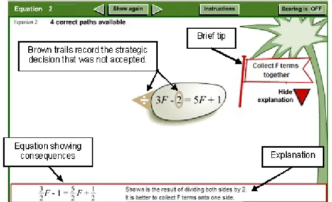 Figure 2. Feedback for a step not accepted by Equations2go
