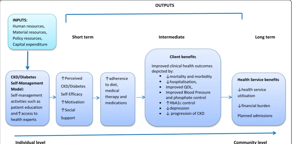 Fig. 1 Programme logic model for a chronic kidney disease/diabetes self-management programme