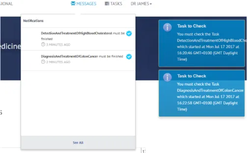 Fig. 5: Message box and notification in the CompGuide Personal Assistant Web Appli- Appli-cation.