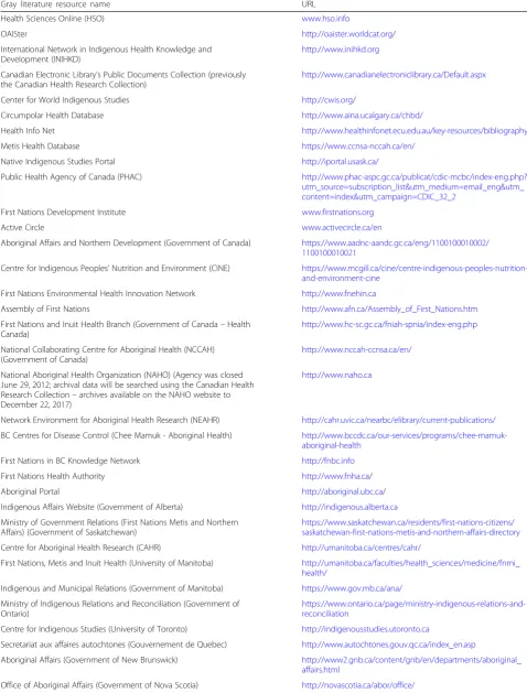 Table 3 Gray literature – website search plan