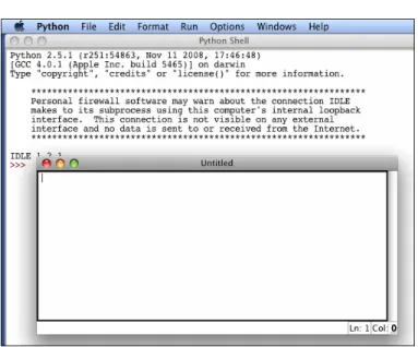 Figure 1.4: IDLE with both interpreter and editor windows.