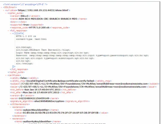 Figure 13. Image shows sample SSLSmart XML Verbose report.