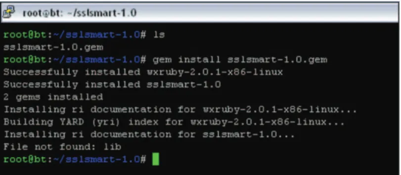 Figure  5. Image shows SSLSmart installation on Linux (BackTrack 4).