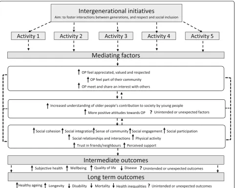 Fig. 3 The logic model shows some possible outcomes and mediating factors based on scoping work