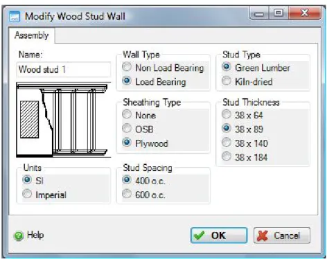 Figure 2 below allows user to specify the details of the wall assembly 