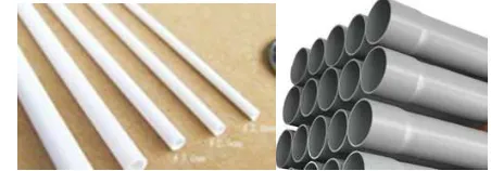 Figure 4. 1 inch and 4 inches diameters Cylindrical PVC pipes. 