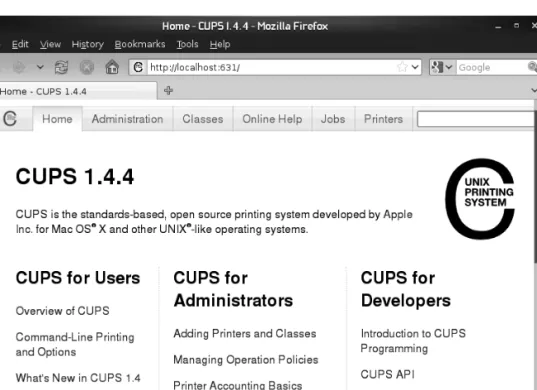 Figure 16-1  Using the CUPS administration utility