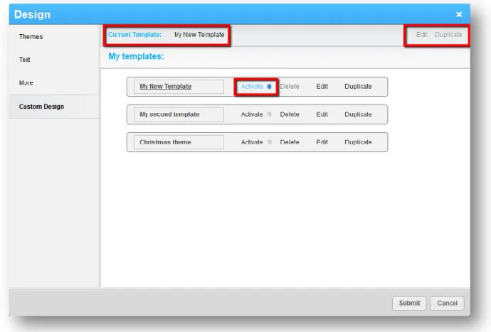 Figure 38 - Custom Design Screen 