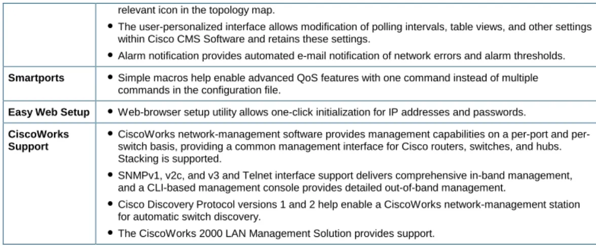 Table 2 lists product specifications for the Cisco Catalyst 3750 Series. 