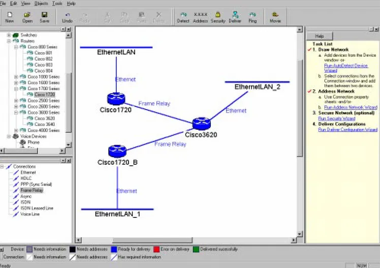 Figure 2 Cisco ConfigMaker Provides Graphical Wizards-Based Configuration. A Network Diagram Puts Devices in Perspective