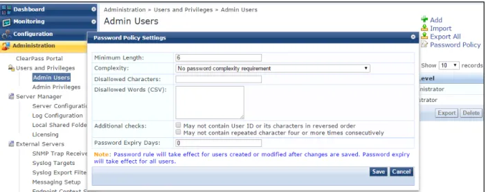 Figure 11 Password Policy Settings