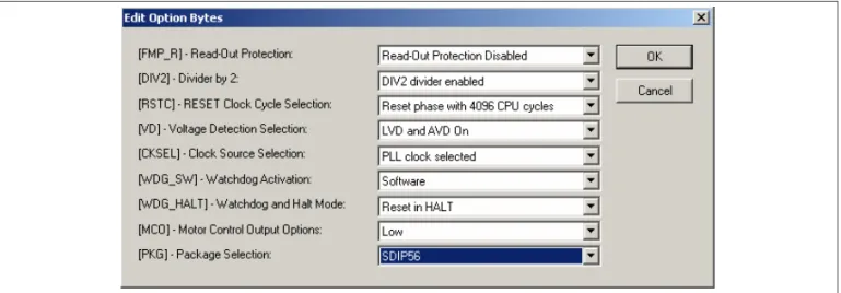 Figure 8. Editing the Option Bytes