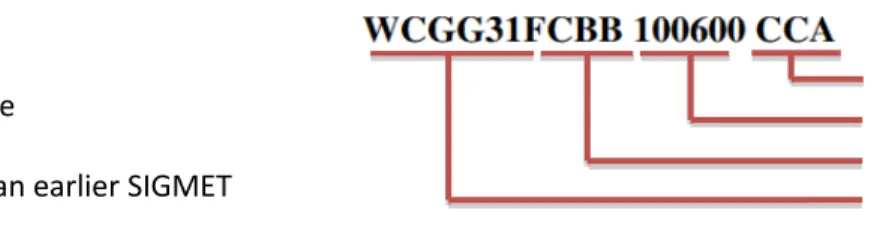 Table 1.1; type of SIGMET message  Ad 2.  Communication centre 
