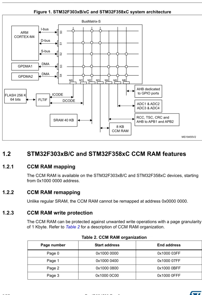 Table 2. CCM RAM organization