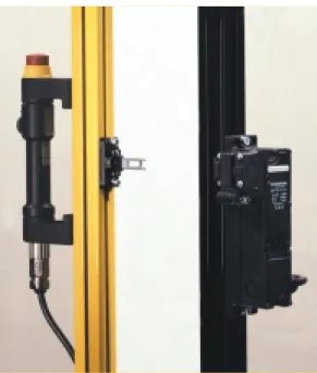 Fig. 3: Positioning of the solenoid interlock and door handle  on a safety guard