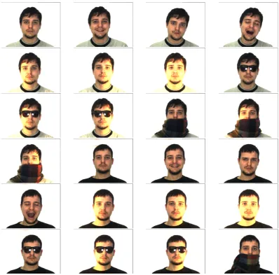 Figure 2.7: Sample images of two sessions from the AR database.