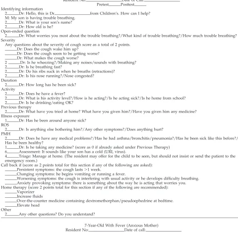 TABLE 2.Test Script: Cough in a 5-Year-Old Child