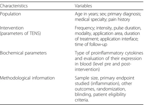 Table 3 Characteristics and variables to be extracted fromincluded articles