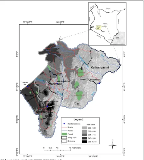 Fig. 1 Map of study area showing sampled administrative units