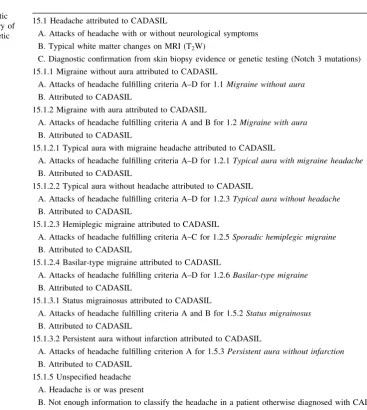Table 4 Proposal for a new classiﬁcation of headache in patientswith CADASIL based on available data