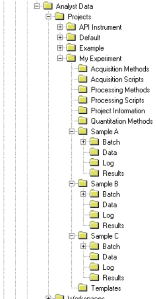 Figure 1-2 Example of a project and subproject folder structure