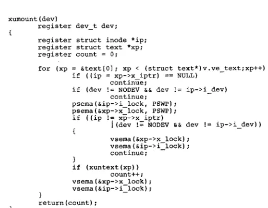 Fig. 6-Multiprocessor code for xumount. 