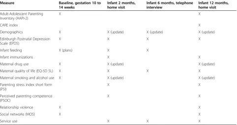 Table 1 Details and timing of data collection