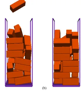 Figure 8 (a) show the particles falling under gravity and dynamically re-orienting 