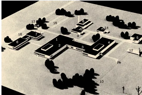 Figure 2. The ﬁrst draft of the German Primate Center was de-signed by the Hanoverian architect Wilhelm-Heinrich Schrader in1968, who was motivated to do so by his research expedition to theUSA (picture from DPZ archive).