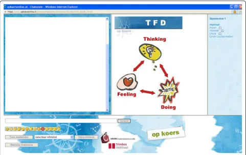 Fig. 2 Chat room session (left screen: chat; right screen: information; strip right: list of present participants)